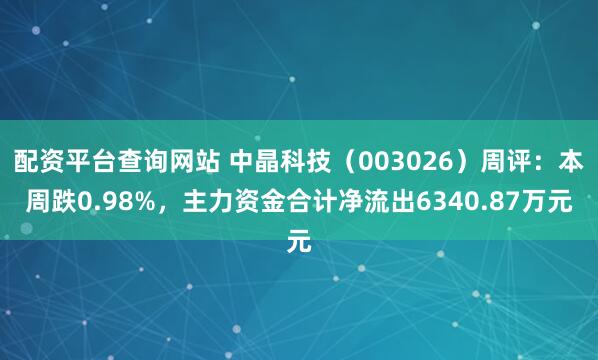 配资平台查询网站 中晶科技（003026）周评：本周跌0.98%，主力资金合计净流出6340.87万元