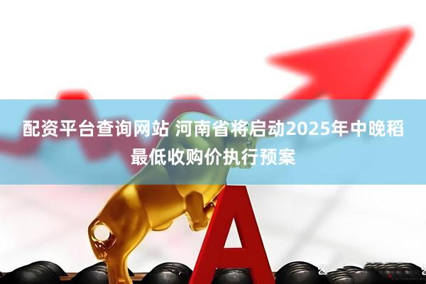 配资平台查询网站 河南省将启动2025年中晚稻最低收购价执行预案